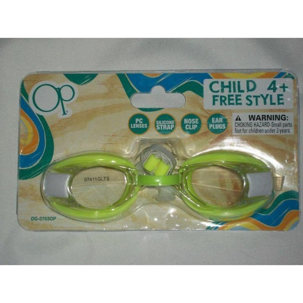 OP Child 4+ Free Style Swim Goggles Nose Clip  Ear Plugs Pool Youth